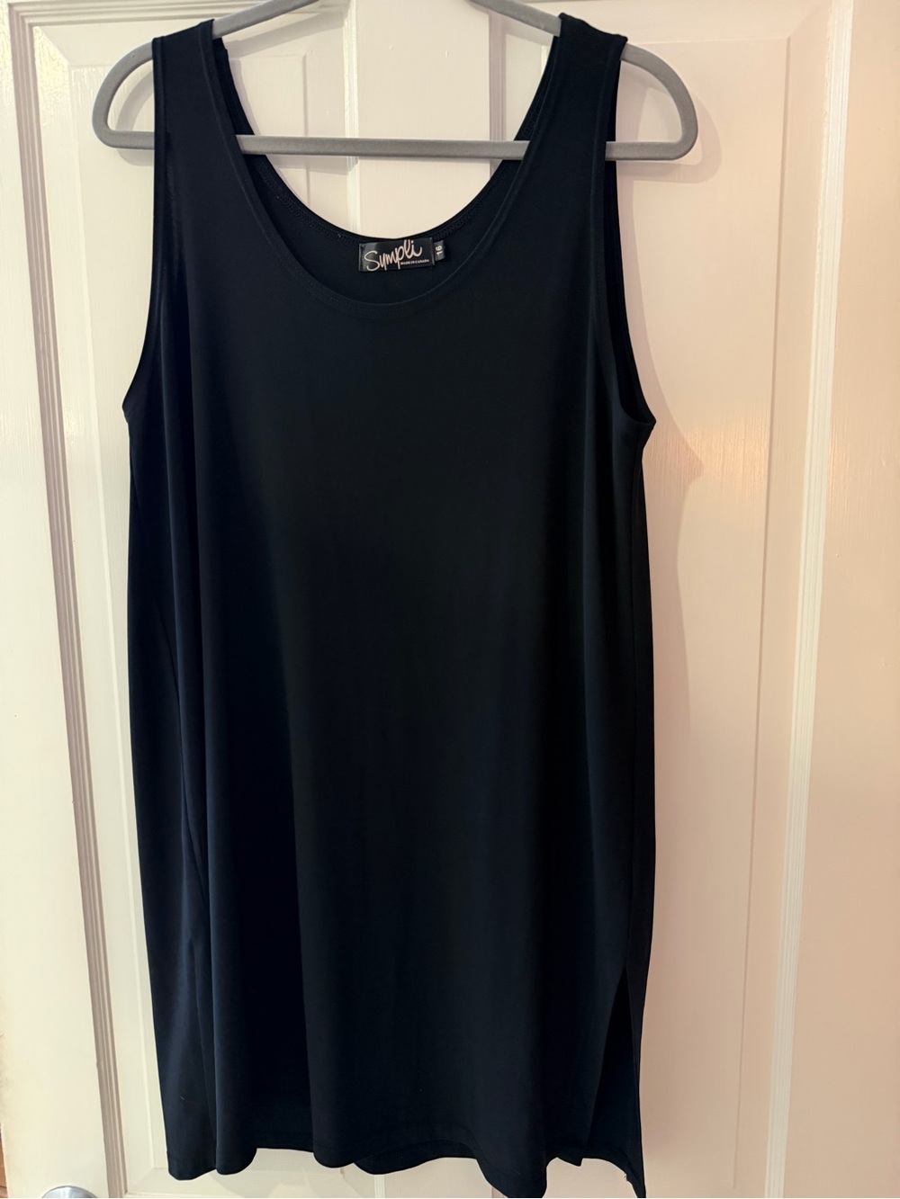 Sympli Nu Tank Dress Black Sleeveless A-Line Size 16 Made in Canada